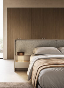 letto design testiera pannello e contenitore