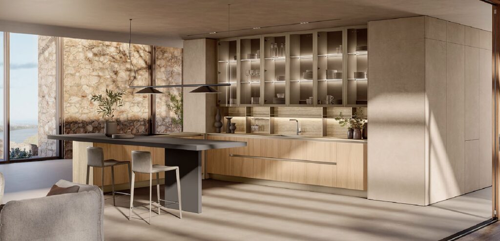 Nuova cucina Febal Casa modello Modula 2026 con isola e finiture di pregio esposta nello Store di Treviso